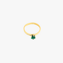 Anel com Esmeralda Redonda em Ouro Amarelo 18K