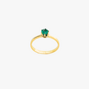 Anel com Esmeralda Redonda em Ouro Amarelo 18K