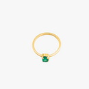Anel com Esmeralda Redonda em Ouro Amarelo 18K