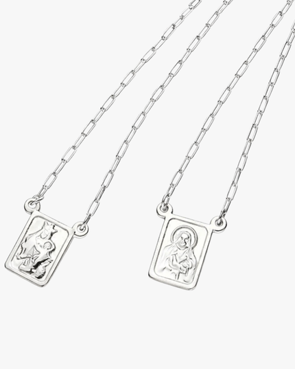 Escapulário Masculino em Ouro Branco 18K de 60cm