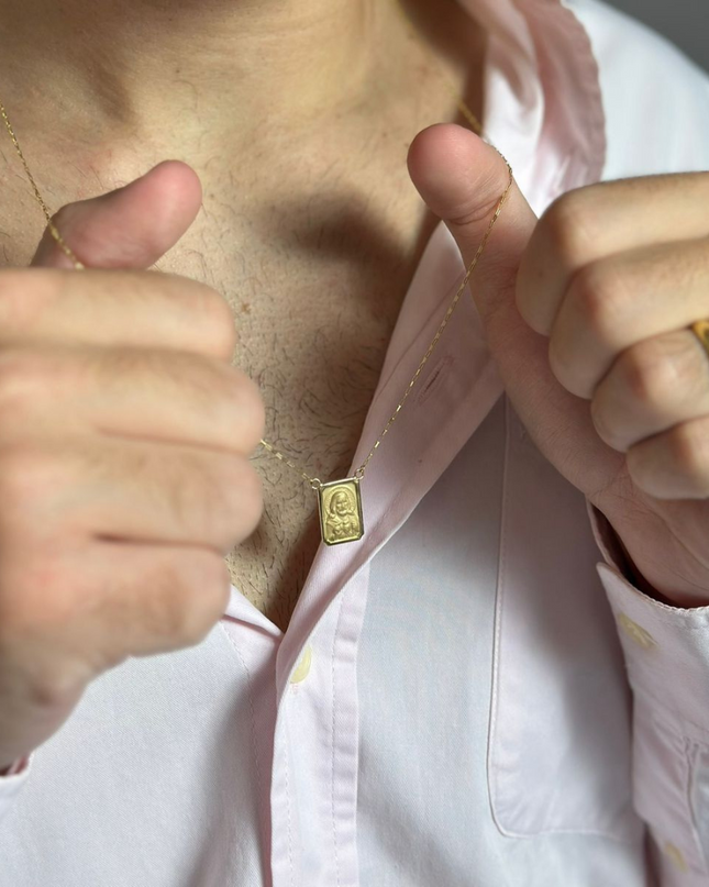Escapulário Masculino em Ouro Amarelo 18K de 60cm