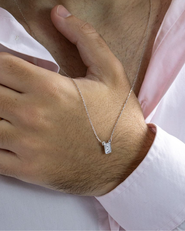 Escapulário Masculino em Ouro Branco 18K de 60cm