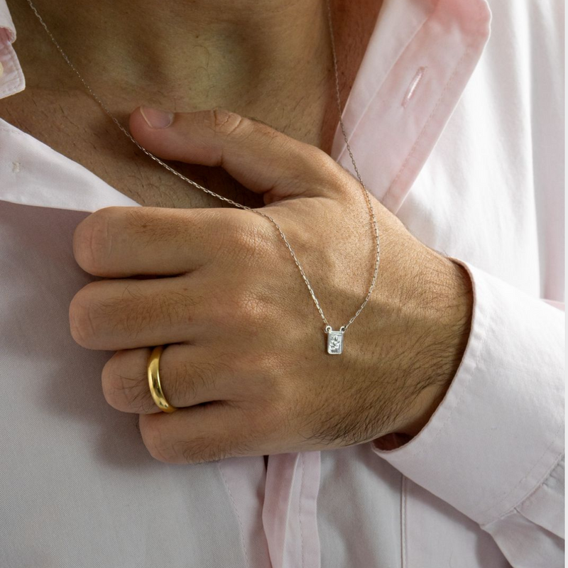 Escapulário Masculino em Ouro Branco 18K de 60cm