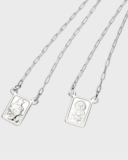 Escapulário Masculino em Ouro Branco 18K de 60cm