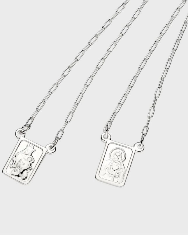 Escapulário Masculino em Ouro Branco 18K de 60cm