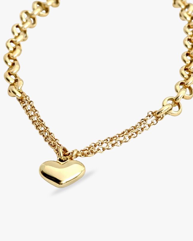 Pulseira com Coração em Ouro Amarelo 18K