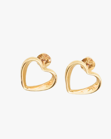 Brinco Coração Vazado em Ouro Amarelo 18K