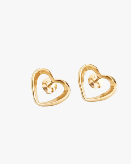 Brinco Coração Vazado em Ouro Amarelo 18K