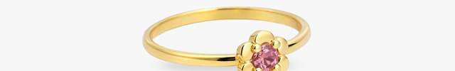 Anel Infantil com Turmalina Rosa em Ouro Amarelo 18K
