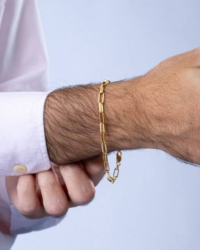 Pulseira Entrelaço Masculina em Ouro Amarelo 18K