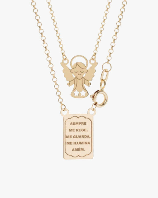 Escapulário Anjo em Ouro Amarelo 18K