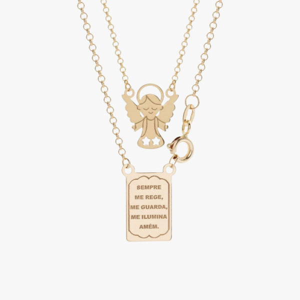Escapulário Anjo em Ouro Amarelo 18K