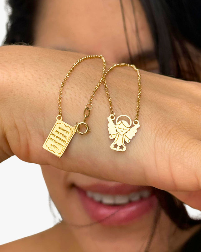 Escapulário Anjo em Ouro Amarelo 18K