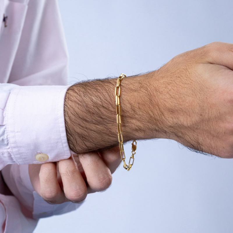 Pulseira Entrelaço Masculina em Ouro Amarelo 18K
