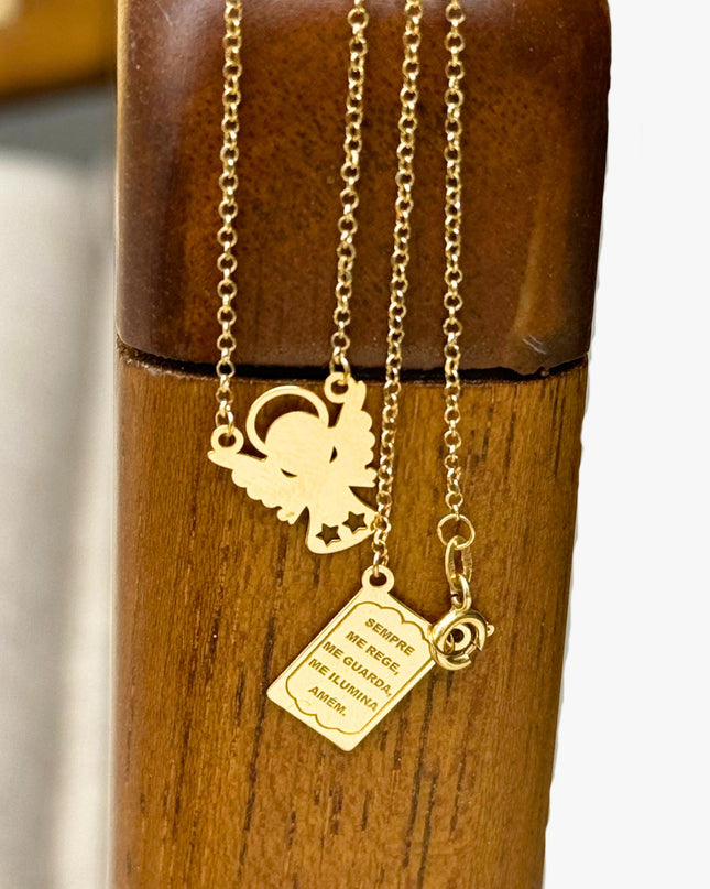 Escapulário Anjo em Ouro Amarelo 18K