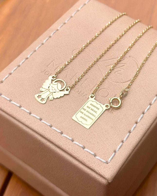 Escapulário Anjo em Ouro Amarelo 18K