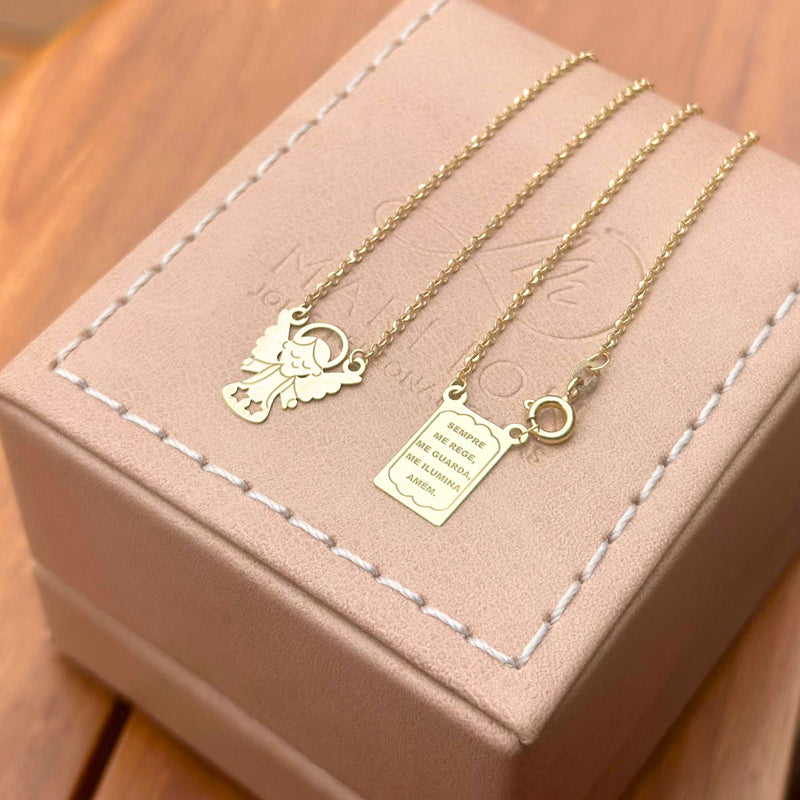 Escapulário Anjo em Ouro Amarelo 18K