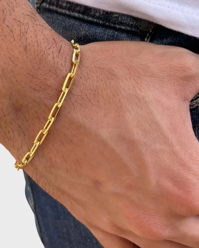 Pulseira Entrelaço Masculina em Ouro Amarelo 18K