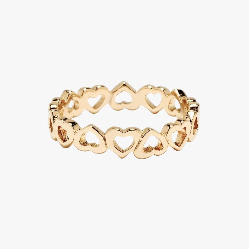 Anel Corações em Ouro Amarelo 18K