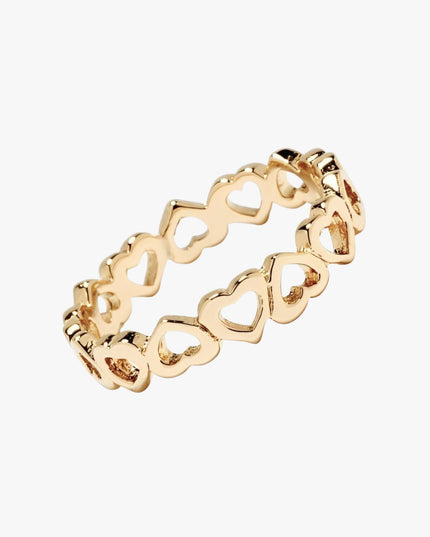 Anel Corações em Ouro Amarelo 18K