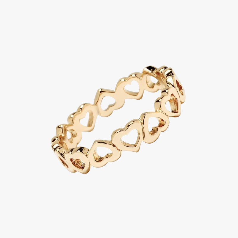 Anel Corações em Ouro Amarelo 18K