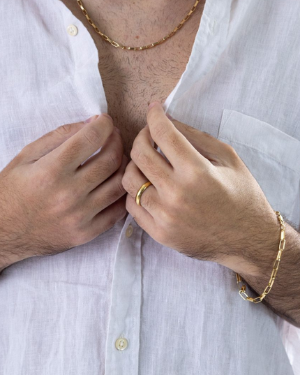 Pulseira Entrelaço Masculina em Ouro Amarelo 18K