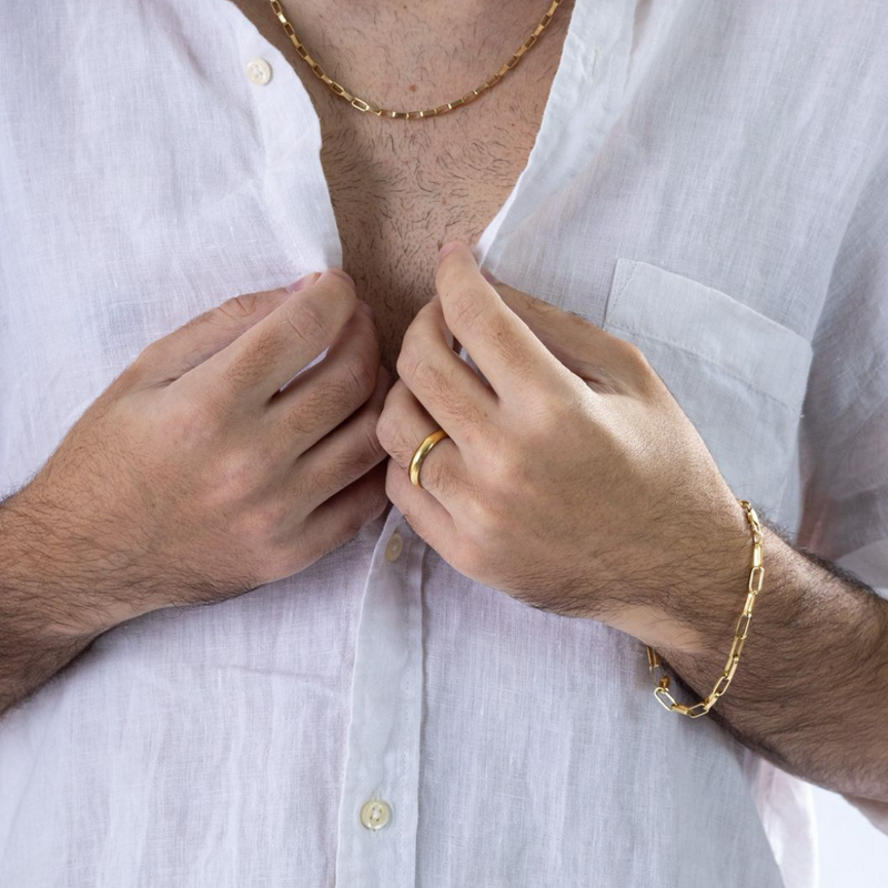 Pulseira Entrelaço Masculina em Ouro Amarelo 18K