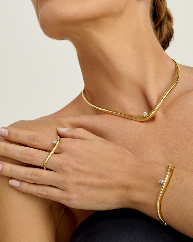 Anel Arco Luz com Diamantes