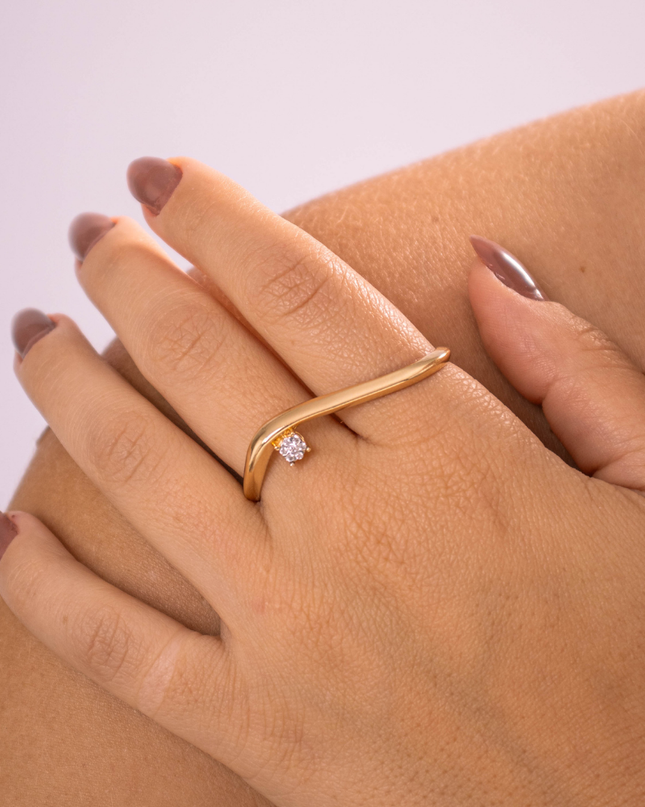 Anel Arco Luz com Diamantes
