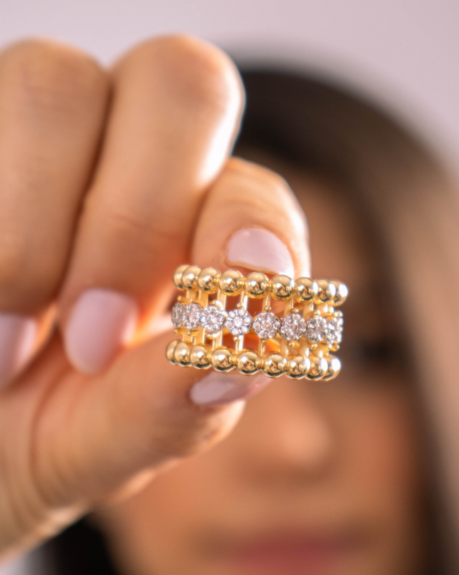 Anel Toque de Luz Com Diamantes