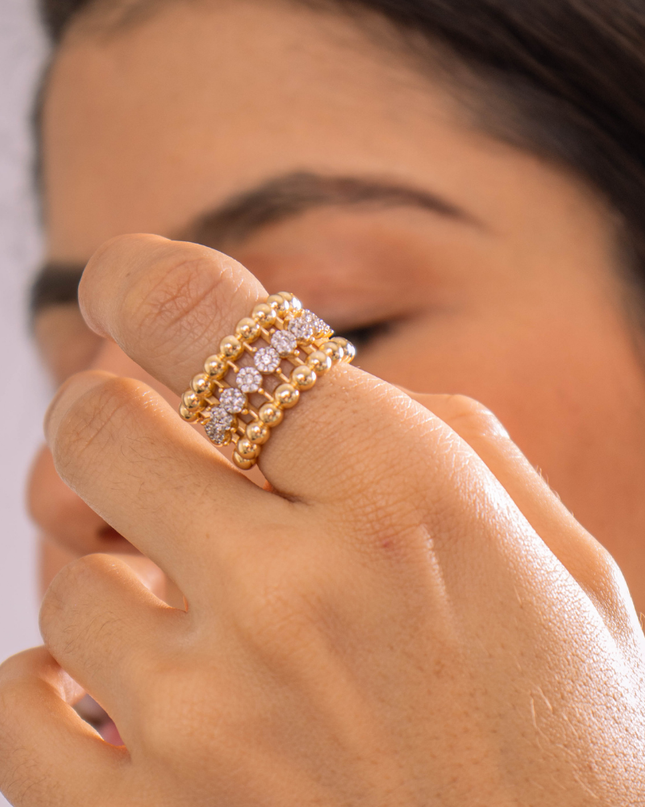 Anel Toque de Luz Com Diamantes