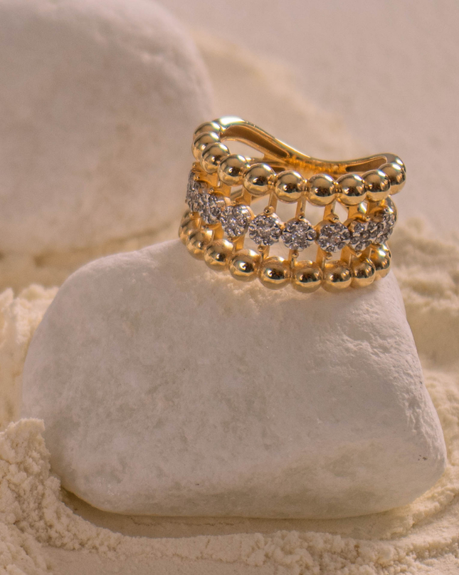 Anel Toque de Luz Com Diamantes