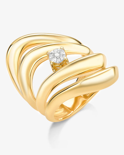 Anel Quatro Arco Luz com Diamantes