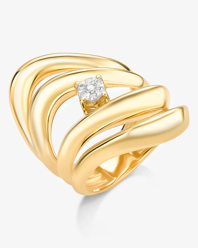 Anel Quatro Arco Luz com Diamantes