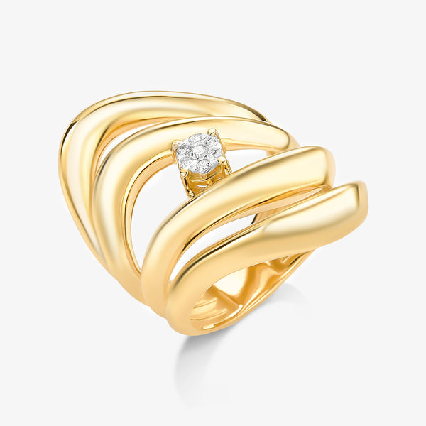 Anel Quatro Arco Luz com Diamantes