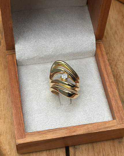 Anel Quatro Arco Luz com Diamantes