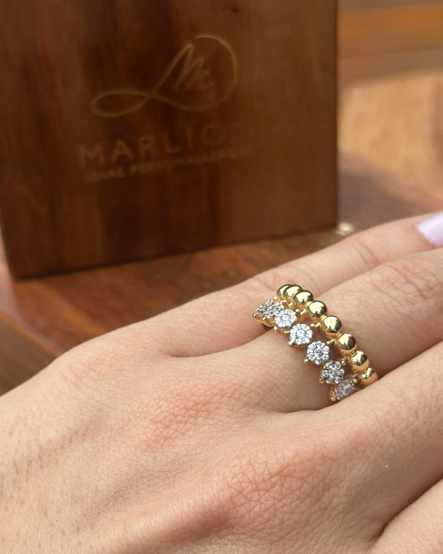 Anel Toque de Luz Coroa em Diamantes