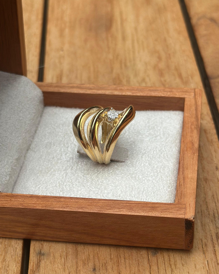 Anel Trio Arcos Luz com Diamantes