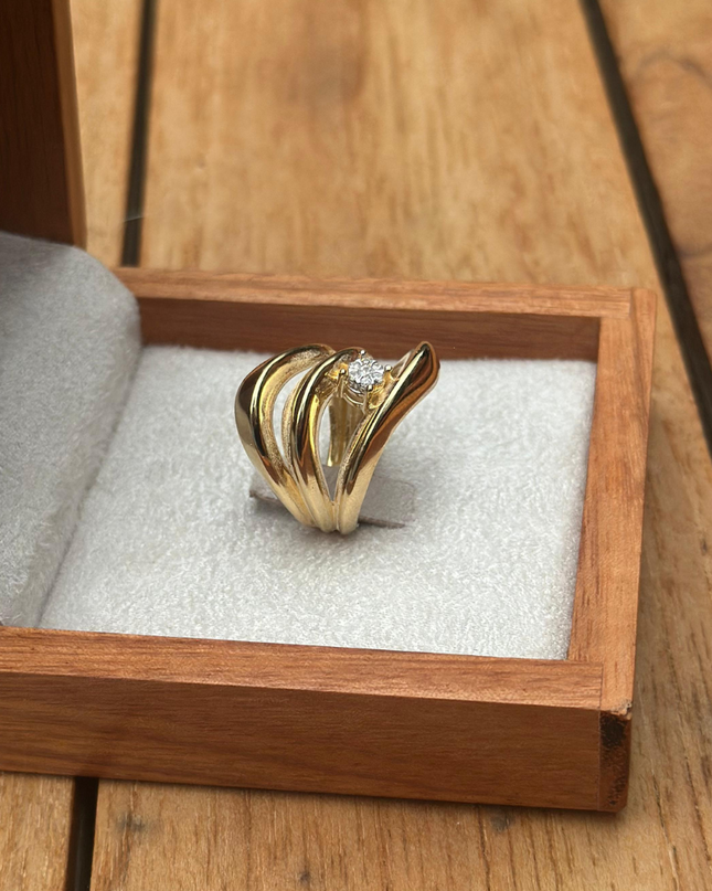 Anel Trio Arcos Luz com Diamantes