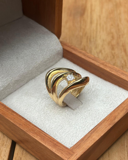 Anel Trio Arcos Luz com Diamantes