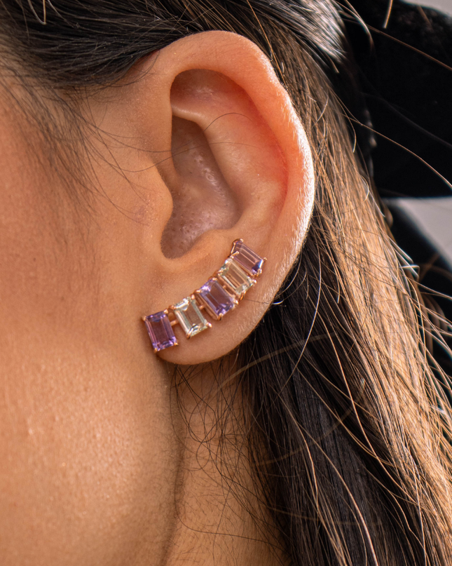 Brinco Earcuff Aura com Pedras Naturais