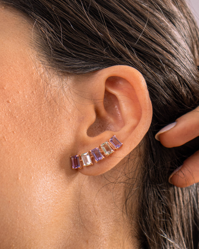 Brinco Earcuff Aura com Pedras Naturais