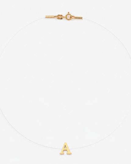 Colar Nylon Invisível com Letra Personalizada Ouro 18k
