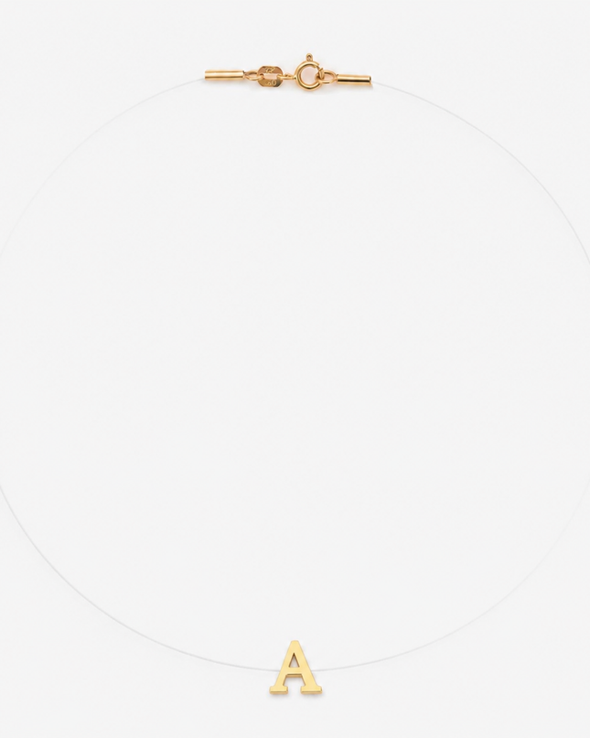 Colar Nylon Invisível com Letra Personalizada Ouro 18k