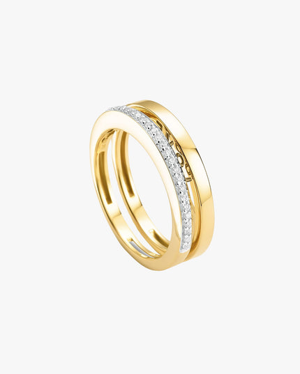 Anel Love You com Diamantes em Ouro Amarelo 18K