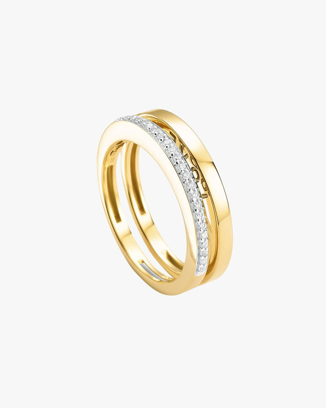 Anel Love You com Diamantes em Ouro Amarelo 18K