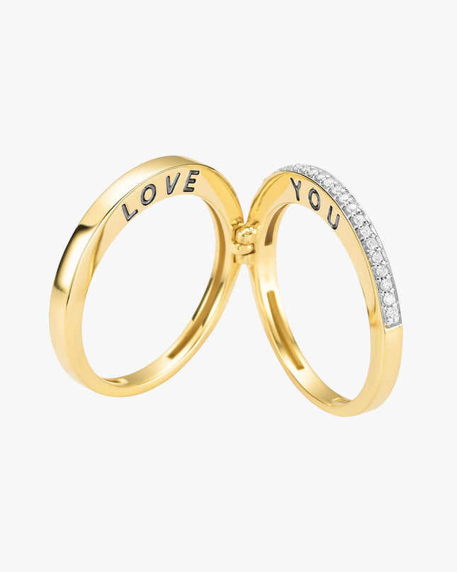 Anel Love You com Diamantes em Ouro Amarelo 18K