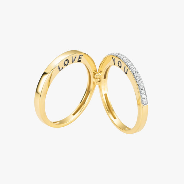 Anel Love You com Diamantes em Ouro Amarelo 18K