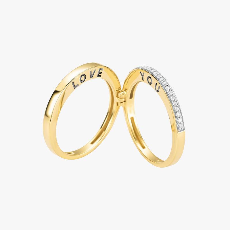 Anel Love You com Diamantes em Ouro Amarelo 18K