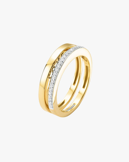 Anel Love You com Diamantes em Ouro Amarelo 18K